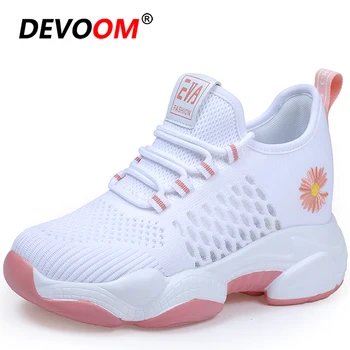 

2020 Summer Breathable Mesh Sneakers Women Fashion Inner heightening 5cm Women wedge Shoes Platform High Heel Casual Shoes Woman