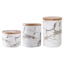 Деревянный герметичный резервуар для хранения с крышкой с мраморным узором, резервуар для хранения конфет и тортов, настольный резервуар для хранения, простой и элегантный, красивый