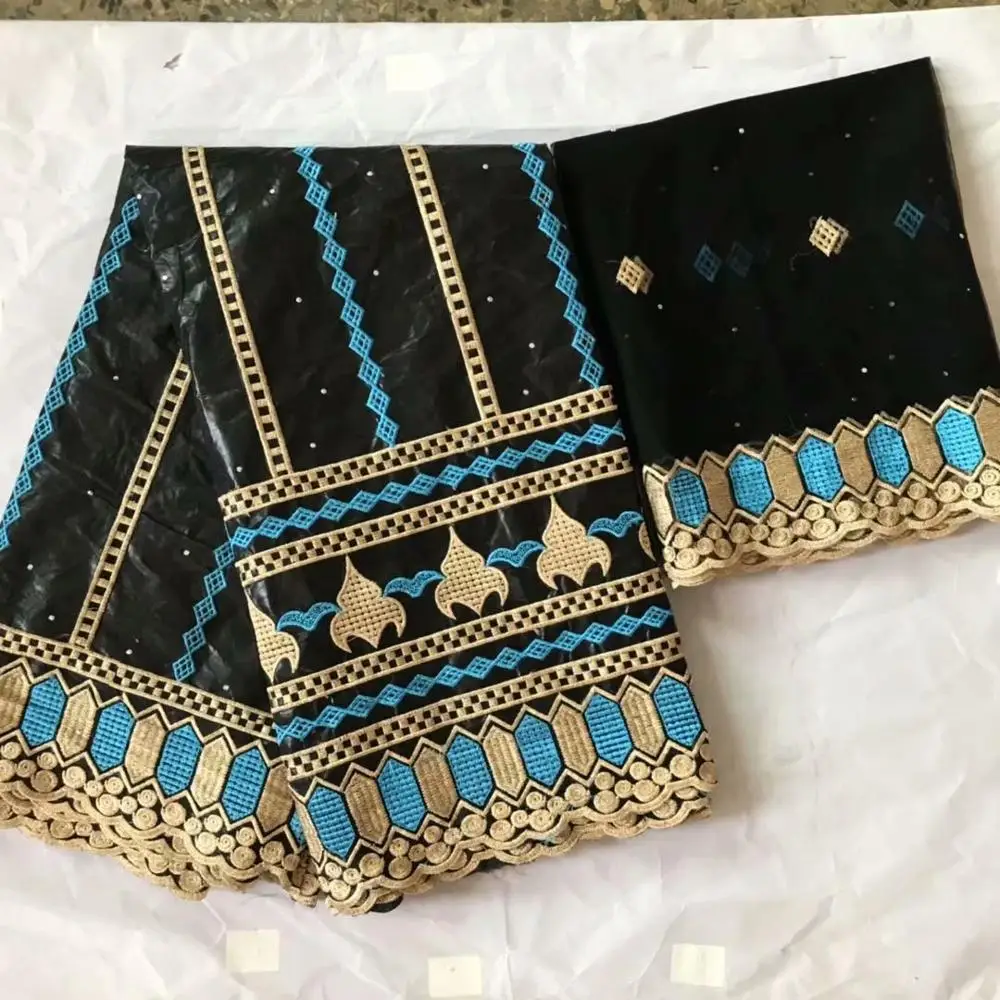 

2019 New arrival african Bazin riche getzner fabric with embroidery lace / bazin riche dress material Nigerian B502