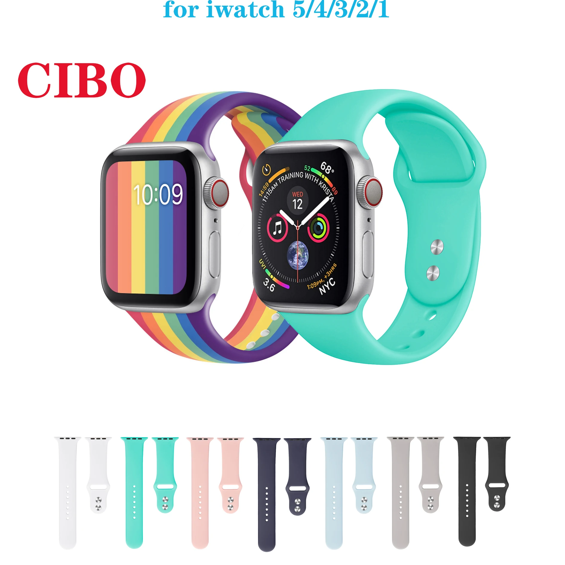 Силиконовый ремешок для часов Apple Watch 5 4 44 мм 40 iwatch Series 3 2 1 38 42 | Наручные часы