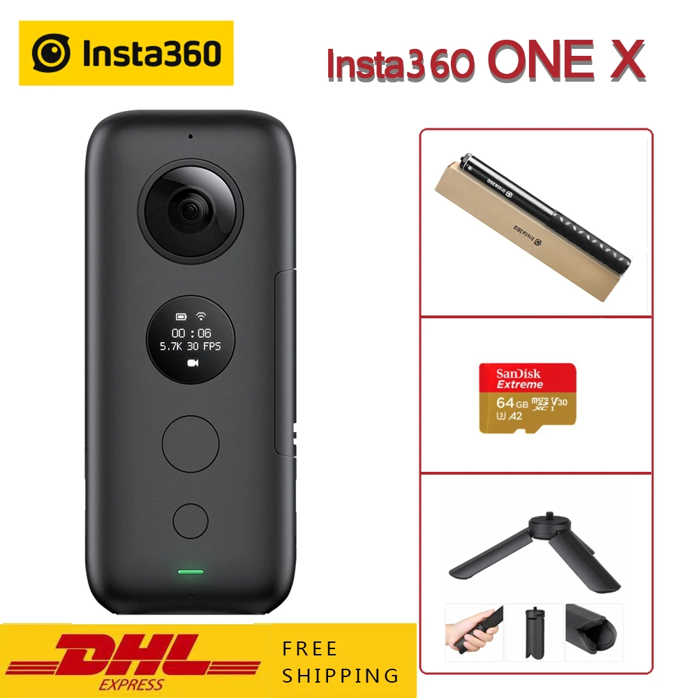 

Original Insta360 ONE X Action Camera VR Waterproof 5.7K Video 18MP Photo Insta 360 Camera For IPhone Android Selfie Stick ONEX