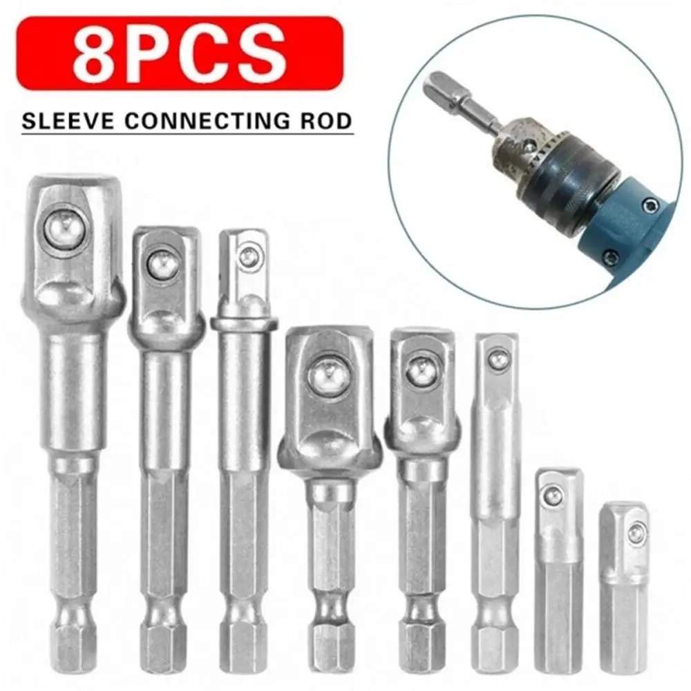 

8PCs Socket Adapter Set 1/4" 3/8" 1/2" Hex Shank Impact Driver Bit Set for Electric Screwdriver Air Screw