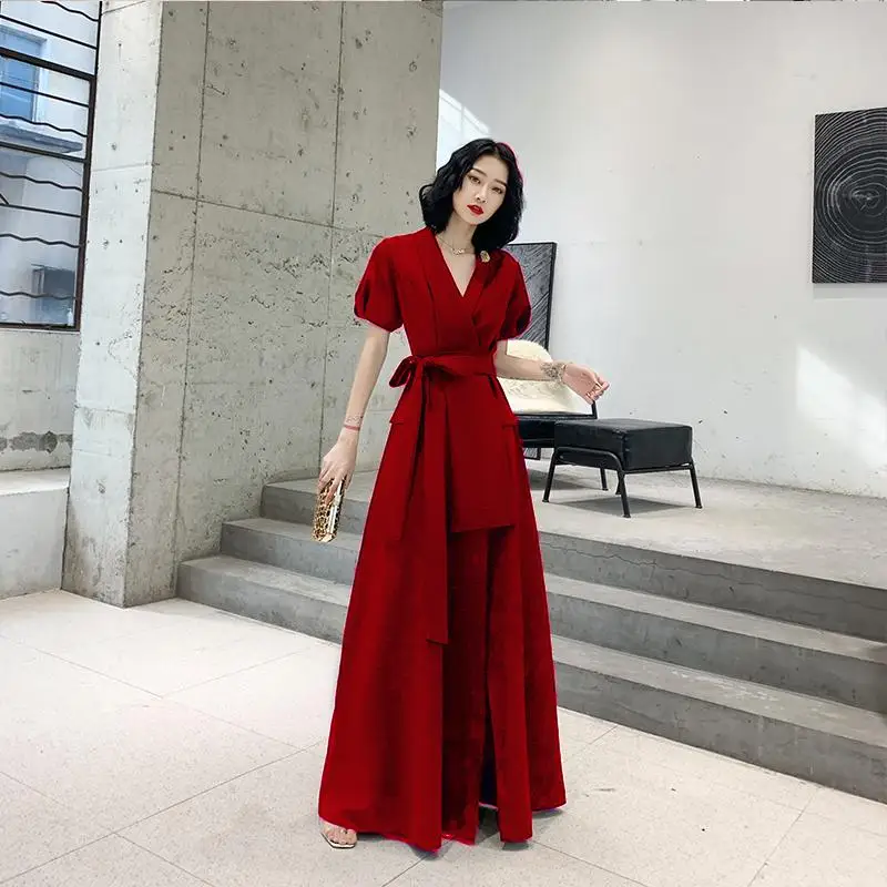 Осеннее новое платье с отложным воротником, Qipao, сексуальные черные вечерние платья для выпускного вечера, элегантное платье с высоким разрезом, тонкое платье с коротким рукавом, Cheongsam Vestidos - Цвет: Style6 Burgundy