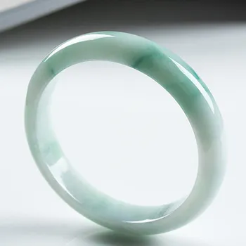 

Natural Burmese Jadeite 54-64mm Blush Green Two-color Bracelet Elegant Princess Jewelry Send Mom to Girlfriend