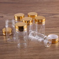 5pcs 25ml 30*60mm Glass bottles with Golden Caps Spice Jars Perfume Bottles Potion bottles Glass vessels for Art Craft 1