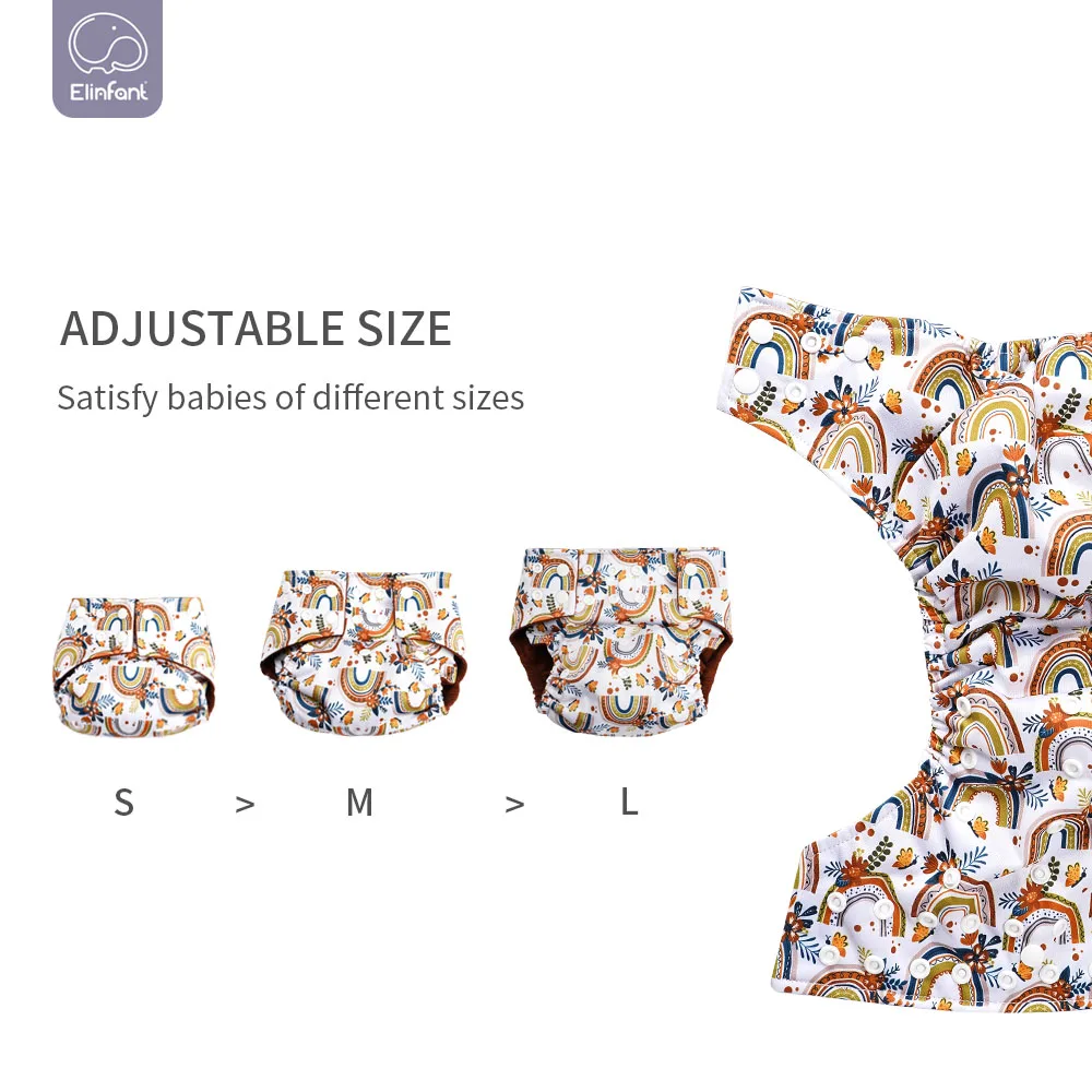 Elinfant Print Coffee Fleece Inner Waterproof Cloth Diaper
