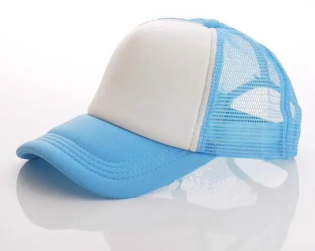 sky blue white Яркая детская оригинальная бейсболка с принтом для маленьких детей, головной убор «сделай сам», летняя бейсболка, подарок - Цвет: sky blue white