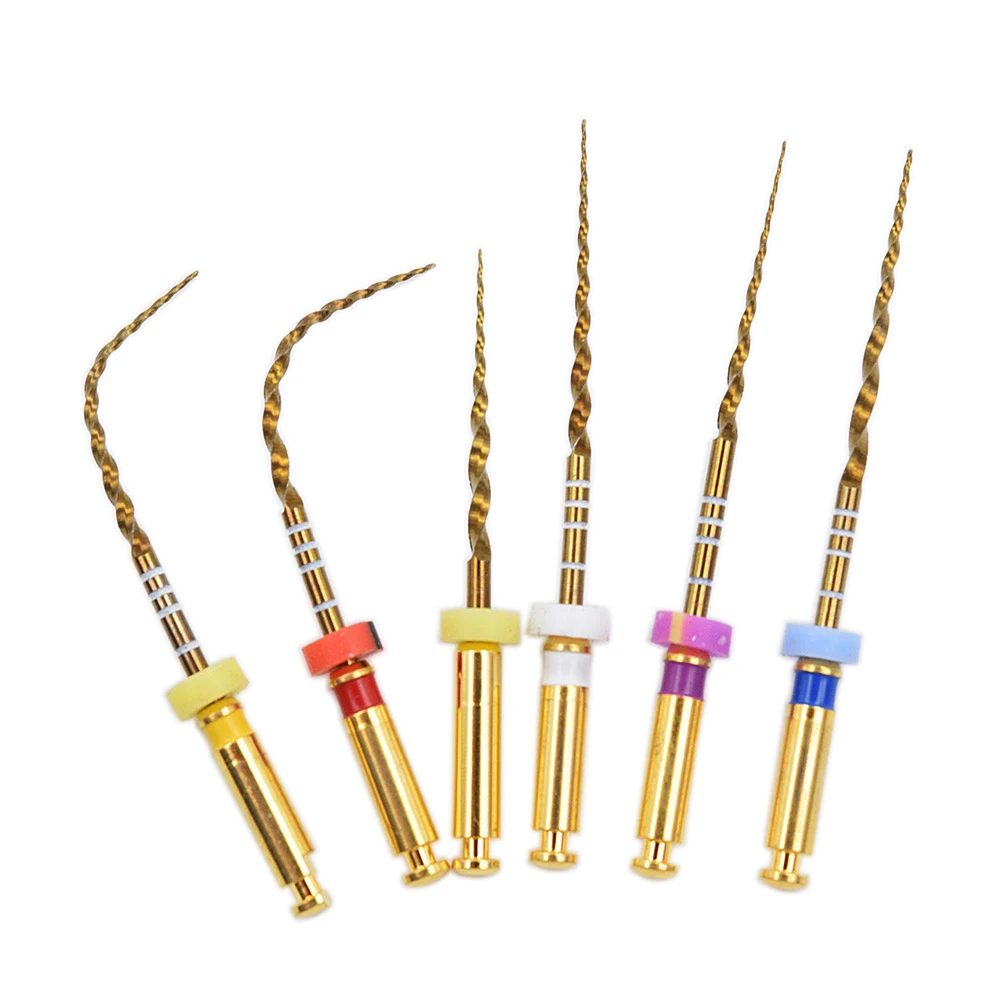 Endo rotary files dental pulp files Dental Gold Flexible Endo Rotary Files Heat Activation Root Canal Operation Endodontic Files 25mm NITI Dentist Tool