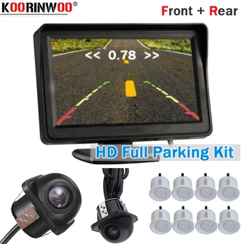 

Koorinwoo 4 in 1 Parking System Alert Parktronic Video parking sensor with Camera Car Monitor Rearview Show Distance bibi Sounds