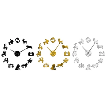 

HOT Creative Wall Clock Constellation Mirror Acrylic DIY Constellation Creative Wall Sticker Clock Silent Clock