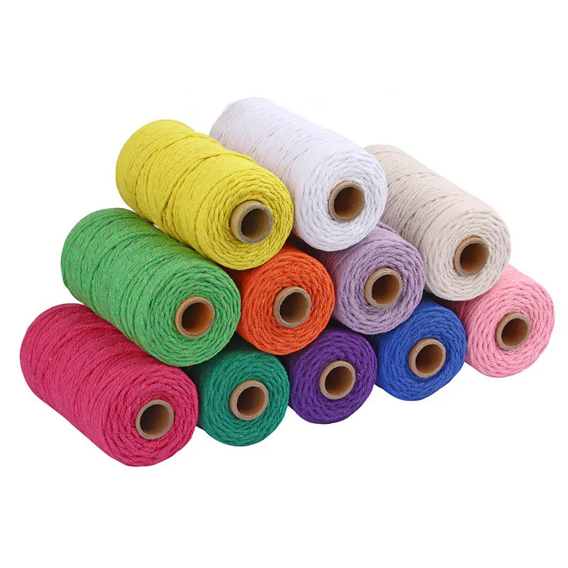 

Multifunction Colorful Twine String Cord Rustic Home Textile Cotton Rope 100M 3MM Wedding Decorative