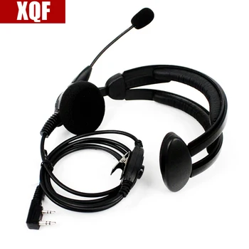 

XQF 10PCS New Black 2 Pin Headphone Headsets with Swivel Boom Mic for Kenwood Baofeng UV-5R Two Way Radio