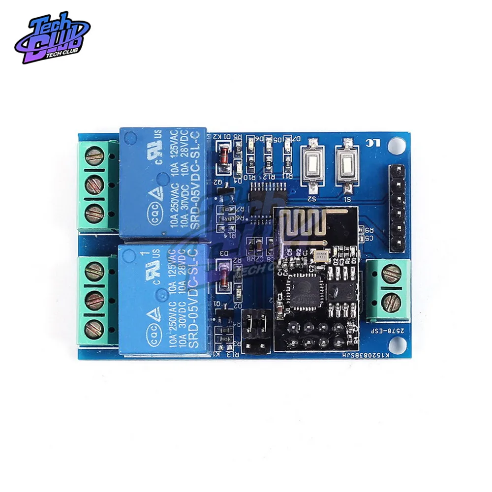 Релейный модуль постоянного тока 5 в 2 канала ESP8266 ESP 01 ESP01 WIFI Беспроводная плата