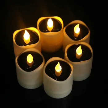 

6pcs Solar Powered Flameless LED Candle Tea Light Candle Wedding Memorial Bar Home DIY Decor Energy Saving