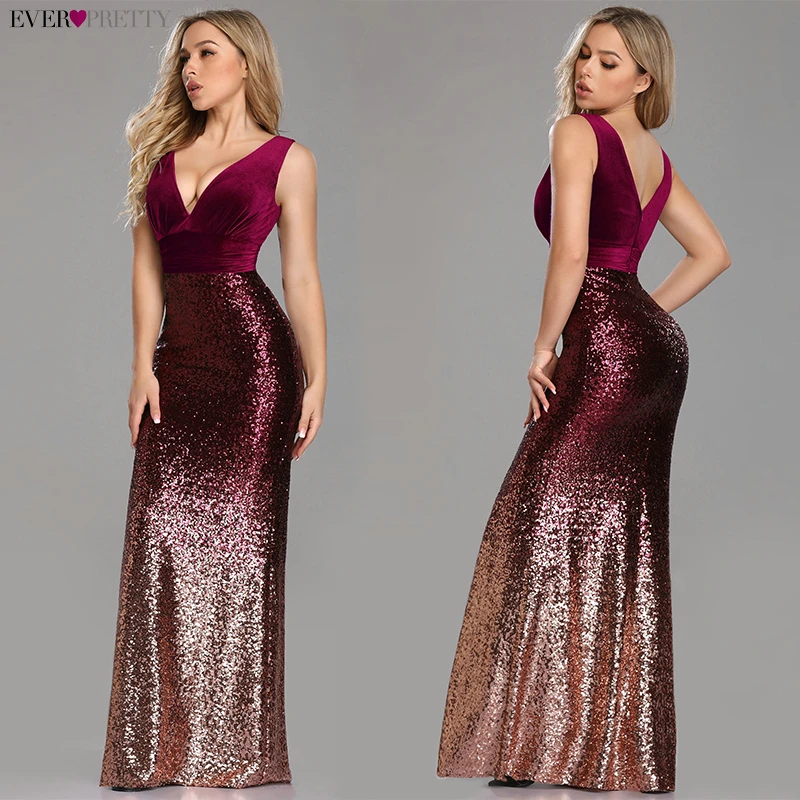 Robe De Soiree Ever красивые сексуальные расшитые блестками маленькие Русалочки бордовые блестящие вечерние платья новое поступление дешевые длинные платья для выпускного вечера