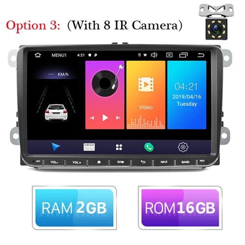 AMPrime 2 DIN Авторадио " Android 9,0 Автомобильный мультимедийный четырехъядерный автомобиль радио сенсорный экран gps WIFI Bluetooth USB/AUX/FM MP5 плеер - Цвет: Option3-2GB