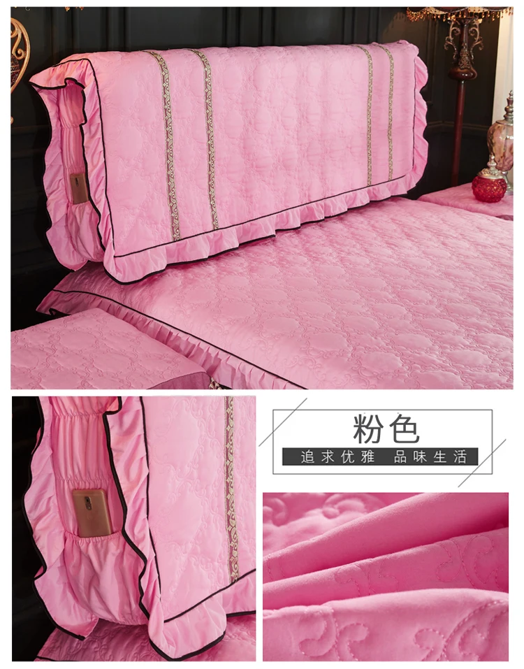 European Luxury Cotton Quilted Head Cover Brief Soft Lace All-inclusive Headboard Cover Dust Protective Cover 200x65cm