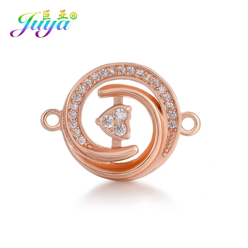 Juya DIY аксессуары для изготовления ювелирных изделий микро Pave циркон цветок звезда подвески-соединители для браслетов серьги аппаратный материал - Цвет: Rose Gold