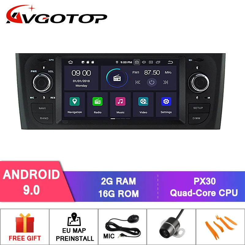 AVGOTOP Android 9,0 4 Гб+ 64 ГБ Автомобильный DVD плеер для FIAT старый PUNTO ips HD экран навигации