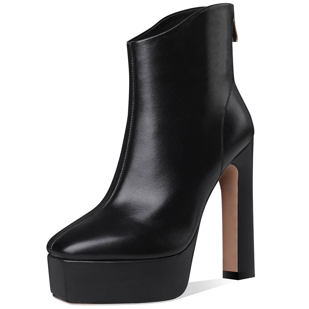 

Top Quality Platform High Heels Ankle Boots Women Genuine Leather Shoes Boots Women Party Club Female Zip Boots