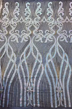 

French Net Lace Fabric L-9985 Latest African Lace Fabric With sequins Embroidery Mesh Tulle