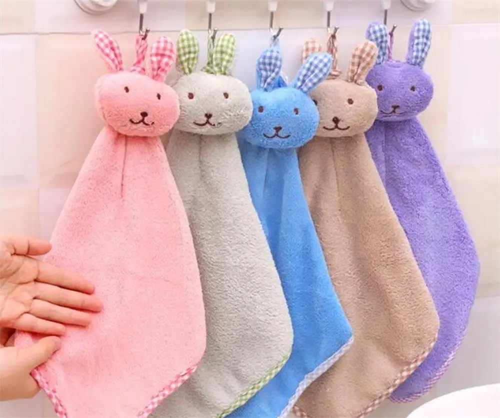 New-Baby-Infant-Coral-Velvet-Hand-Towel-Cartoon-Animal-Rabbit-Kitchen-Hanging-Bath-Wipe-Towel-Washcloths_看图王