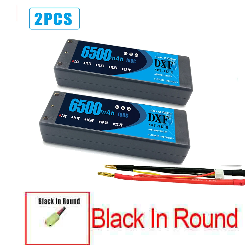 2 шт DXF RC батарея Lipo 2S 7,4 V 6500mah 100C 200C 4,0mm Hardcase для автомобиля Slash 4X4