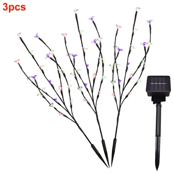 

3pcs/set Branches Energy Saving Stylish Cherry Tree Durable Garden Solar Lamp Plastic Ornamental Decoration 60 LED Outdoor