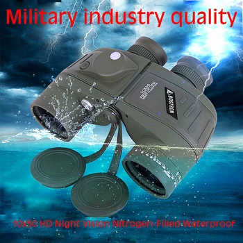 

Full Covered Compass Military Binoculars 10x50 Night Vision Stabilized Rangefinder Binoculars For Voyage Powerful Quality