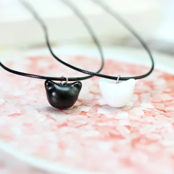 

Korean Simple Cute Handmade Ceramic Cat Pendant Necklace Fashion Men and Women Couple Jewelry Accessories Small Gift