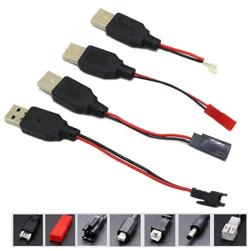 

RC USB Charging 3.7V Lithium Battery Charger Cable USB to JST /SM / futaba Plug for 3Rc Drone Quadcopter