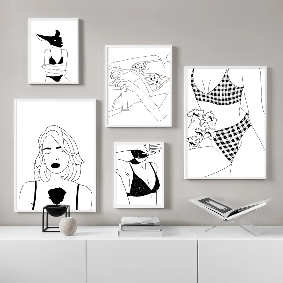 

Black white Girl Underwear Body Wall Art Print Canvas Painting Nordic Canvas Posters And Prints Wall Pictures For Living Room