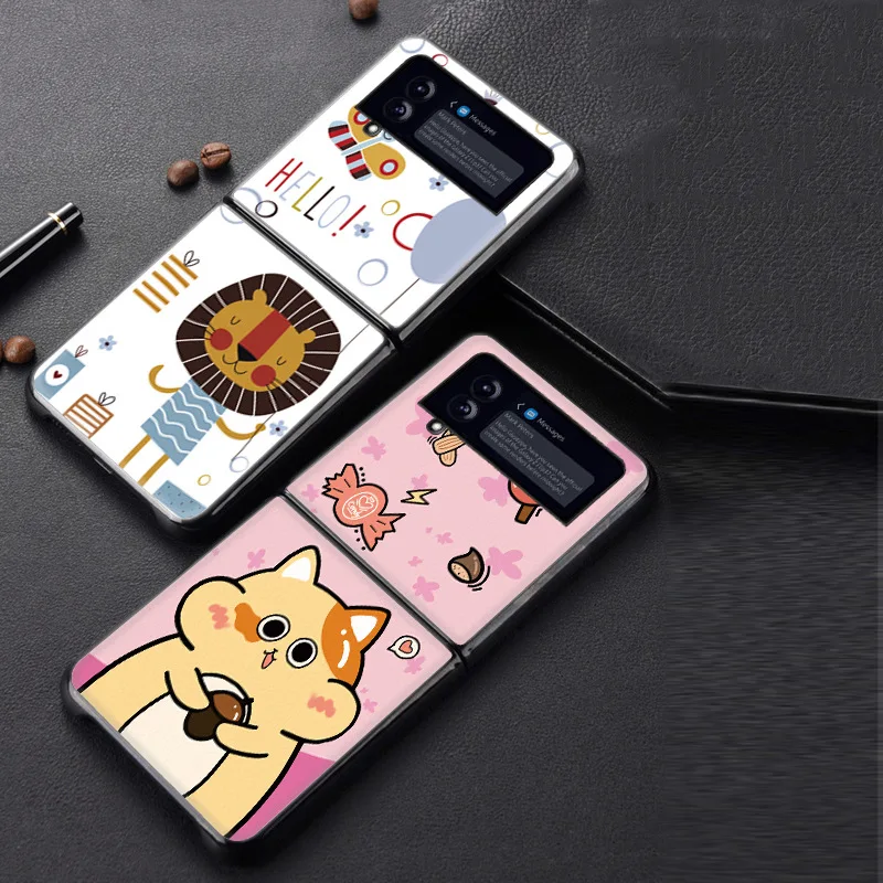 

Чехол-книжка Z Flip 3 для Samsung Galaxy Z Flip 3 Z, чехол-книжка из искусственной кожи с рисунком из мультфильма, защитный чехол для телефона Z Flip 3