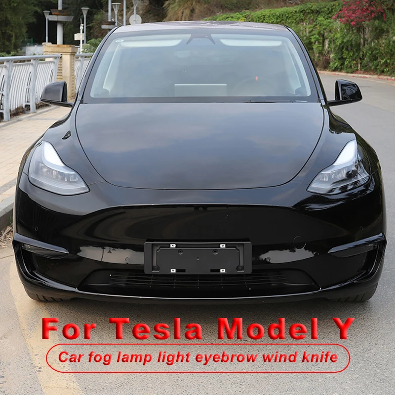 

For Tesla Model Y Front Fog Lamp Decoration Board Modification Automobile Repacking Front Fog Lamp Eyebrow Decorate