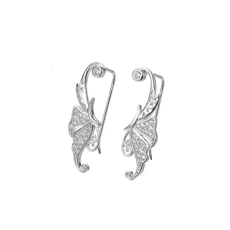 

Butterfly Study Earring 925 Sterling Silver Stud Earrings For Women Zircon Korean Platinum Color Simple Earrings Fine Jewelry