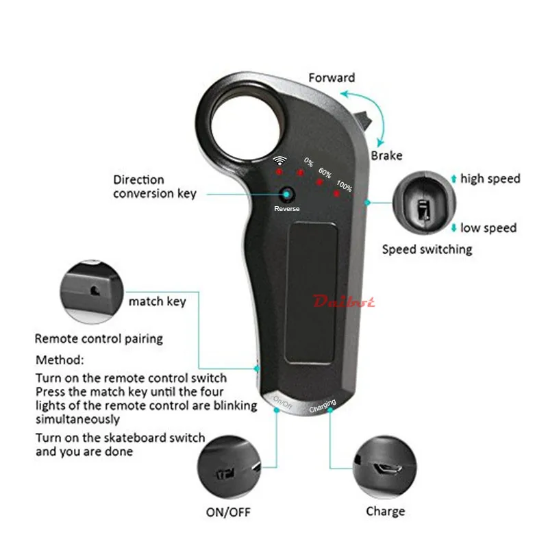 Daibot Child Electric Scooter Four Wheel Electric Scooters 120W Single Motor Portable Wireless Remote Mini Electric Skateboard   (12)