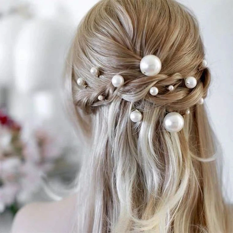 Horquillas para el pelo con perlas para boda, Kit de horquillas para el pelo con diamantes de imitación, accesorios para el cabello para novia, dama de honor, para mujer, 18 Uds.|Joyería