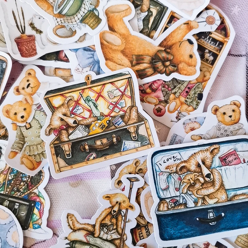 40pcs/pack Cute Bear Dress Stickers Junk Journal Planner Stickers Scrapbooking Decorative Sticker DIY Craft Photo Albums