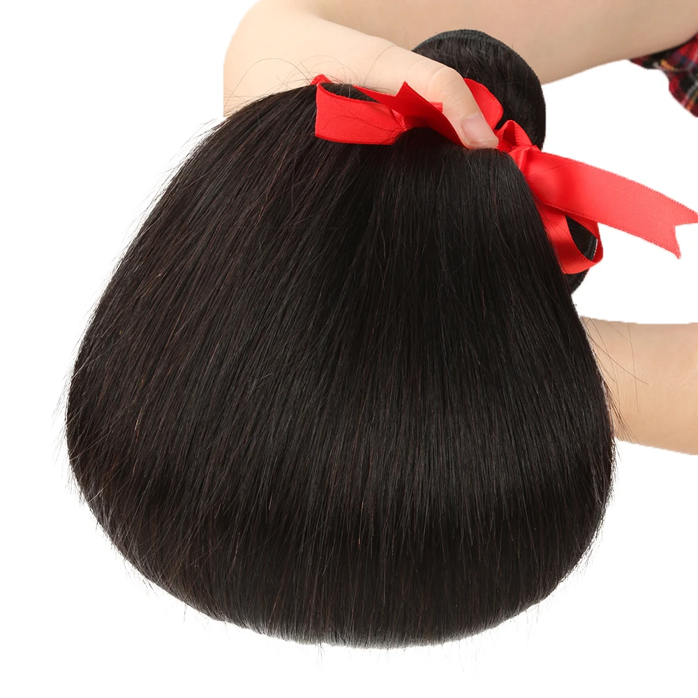 Sleek 28 Inch Human Hair Bundles For Women QVR Straight Hair Extensions Single Bundles Natural Brazilian Human Extensions