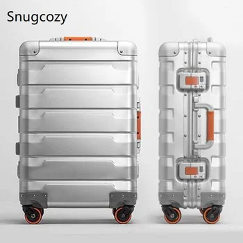 

Snugcozy Luxury business Boarding 20/24 size newest Luggage 100% high quality aluminum-magnesium Spinner brand Travel Suitcase