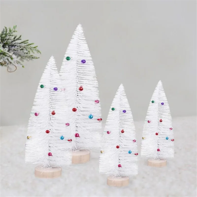 1pc Handmade Mini White Christmas Tree with Bells Merry Christmas Party Decorations Xmas Party Home DIY Decor Gift