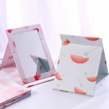 

1pc Lovely Square Makeup Mirror Portable Vanity Mirror Cartoon Fruit Folding Cosmetic Mirror Pocket Compact Mirror Makeup Vanity