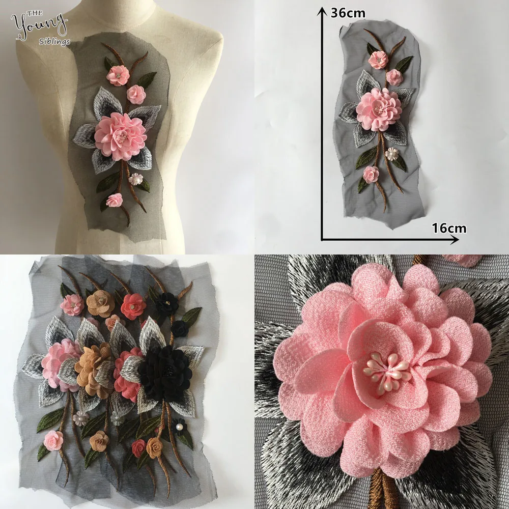

Embroidery 3D Flower Craft Lace Collar Embellishment Neckline DIY Sewing Applique Fabric Dress Decorative Clothing Accessories