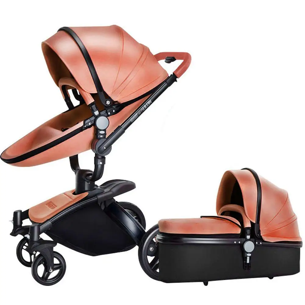 Aulon детская коляска 2 в 1 высокая-вид складной противоударный для лежа и сидения детская коляска детская корзина - Цвет: 2 in 1 brown