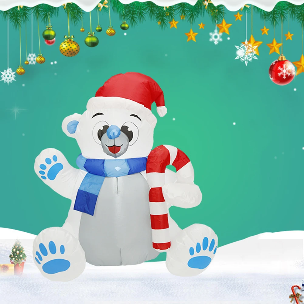 

Inflatable Christmas White Bear LED Toy Mascot Doll Party Carnival Adults Blow Up Toy EU Plug for Party Activity Decoration