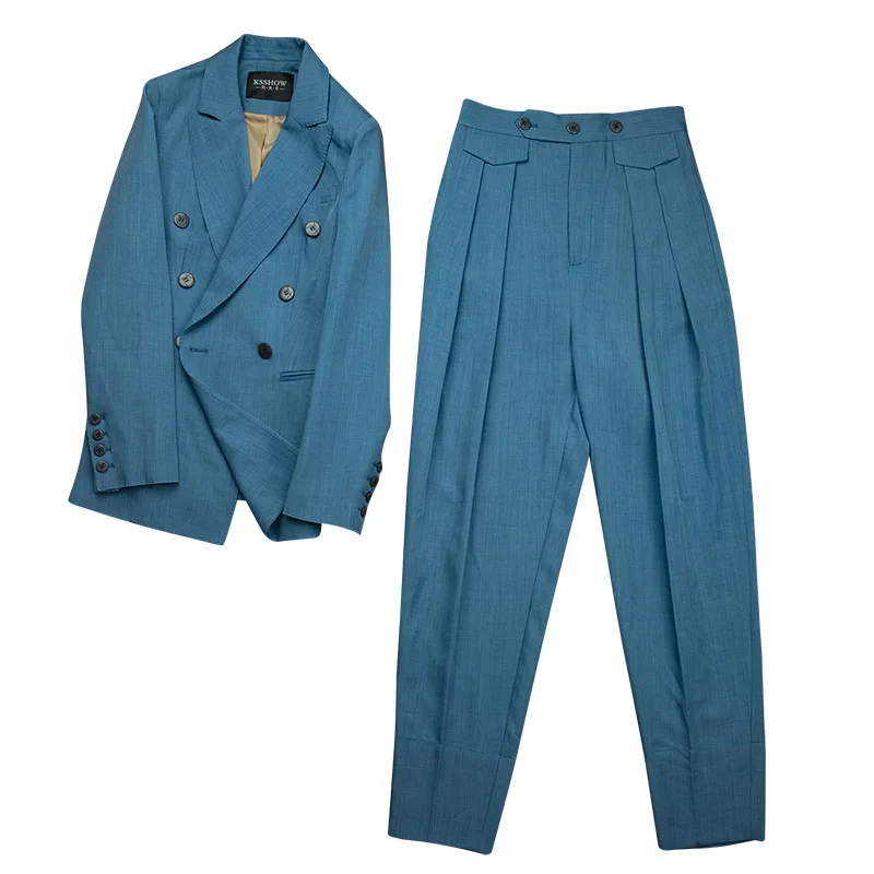 В начале осени стиль Для женщин платье двубортный Slim Fit костюмы для маленьких пальто Осенняя женская обувь Для женщин костюм