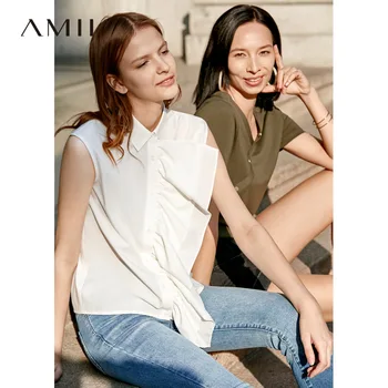 

AMII Spring Summer Stiching No Sleeves Women Tops Fashion Streetwear Lady Shirt Casaul Romantic 11940203
