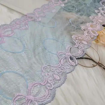 

2y / lot width19CM exquisite and vibrant light blue pink lace high-quality fabric lace with elastic lace fabric