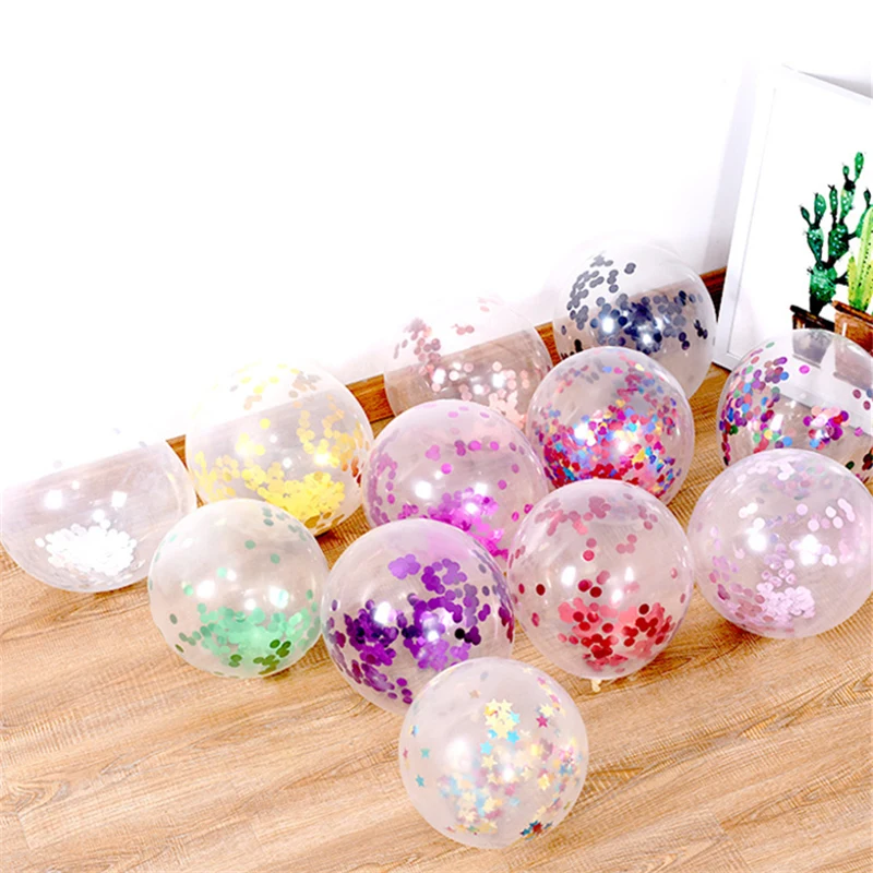 

10pcs/lot Rose Gold Confetti Balloons Mix Color Star Transparent Confetti Balloon Happy Birthday Baby Shower Wedding Party Decor