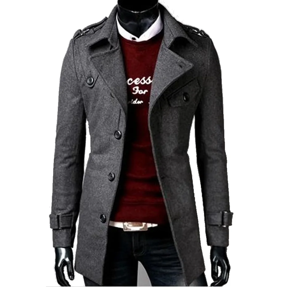 Zogaa брендовый мужской длинный Тренч, модное однотонное декоративное пальто с большими пуговицами, Крутое мужское пальто, приталенное пальто, верхняя одежда для мужчин - Цвет: Темно-серый